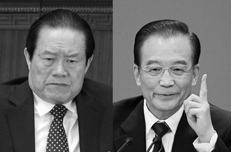 China security czar Zhou Yongkang (L) and Premier Wen Jiabao (R), composite image