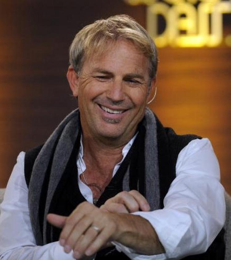 Kevin Costner gestures during the 187th edition of the TV show 'Wetten, dass..?' (Let's Make a Bet) on February 27, 2010 in Erfurt, central-eastern Germany.  (Joerg Koch/AFP/Getty Images)