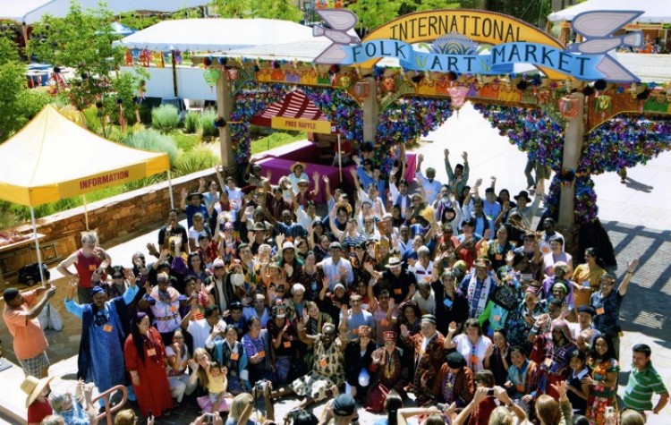 The artists come together on Museum Hill at the Santa Fe International Folk Art Market. (Courtesy of Marc Romanelli)