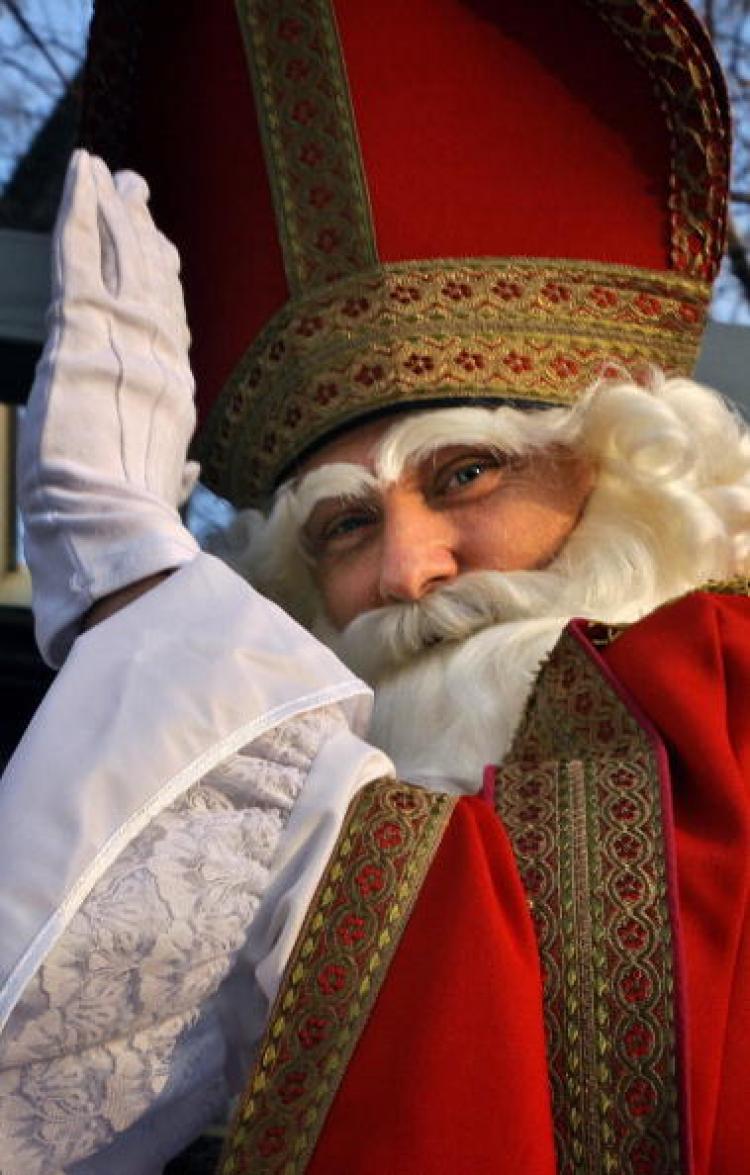 St. Nicolas arrives to celebrate the eve of St. Nicolas at the Dutch Embassy in Sofia.  (Valentina Petrova/AFP/Getty Images)