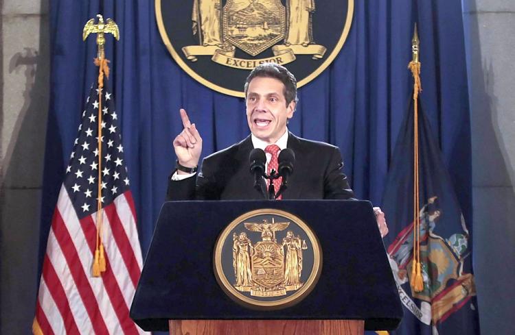 Governor Andrew M. Cuomo speaking at his inauguration in the War Room at the state Capitol on January 1, 2011 in Albany, New York. Gov. Andrew Cuomo presented his $132.9 billion state budget for fiscal year 2011 on Tuesday afternoon.  (Nathaniel Brooks-Pool/Getty Images)