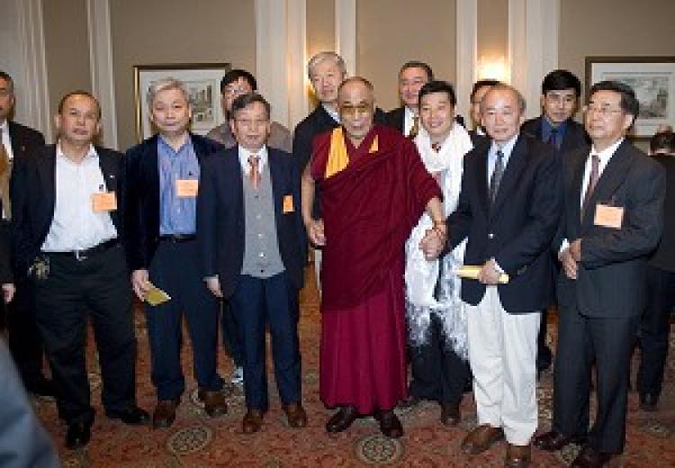 The Dalai Lama met with over 120 pro-democracy activists, scholars and dissidents at the Waldorf Astoria Hotel, in New York on May 5, 2009. (The Epoch Times)