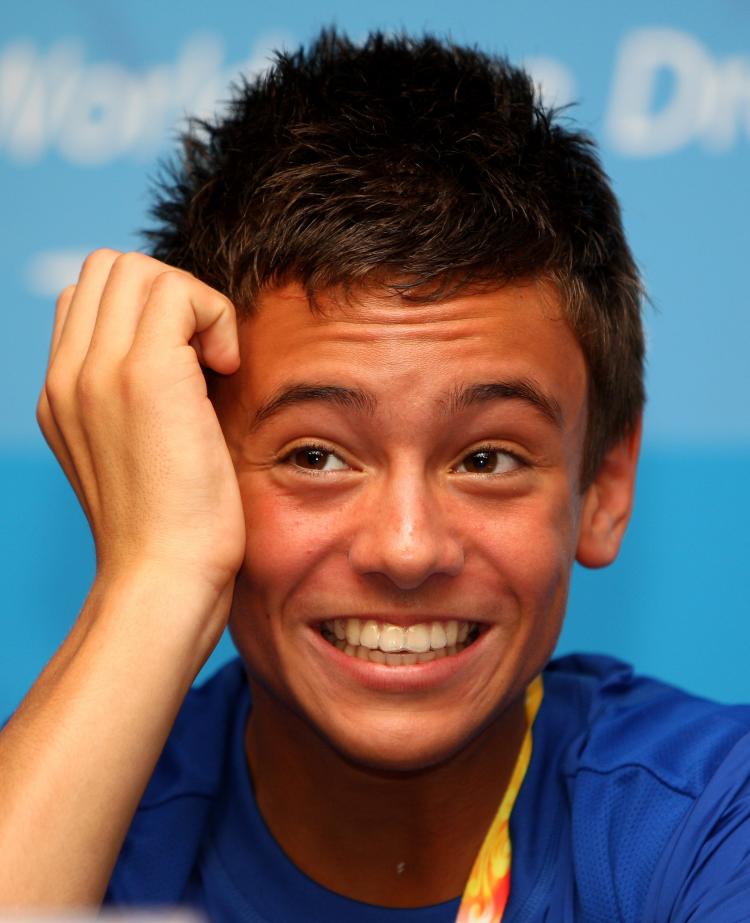 TAKING A DIVE: 14-year old diver Tom Daley of Great Britain speaks during a press conference before the Opening Ceremony for the 2008 Summer Olympics in Beijing. Daley, who is the youngest British Olympian since 1960, is also the youngest verified competi (Julian Finney/Getty Images)