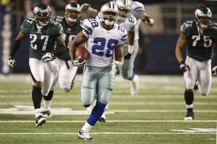 Cowboys running back Felix Jones burned the Eagles on the ground, including a 73-yard touchdown run in the third quarter. (Ronald Martinez/Getty Images )