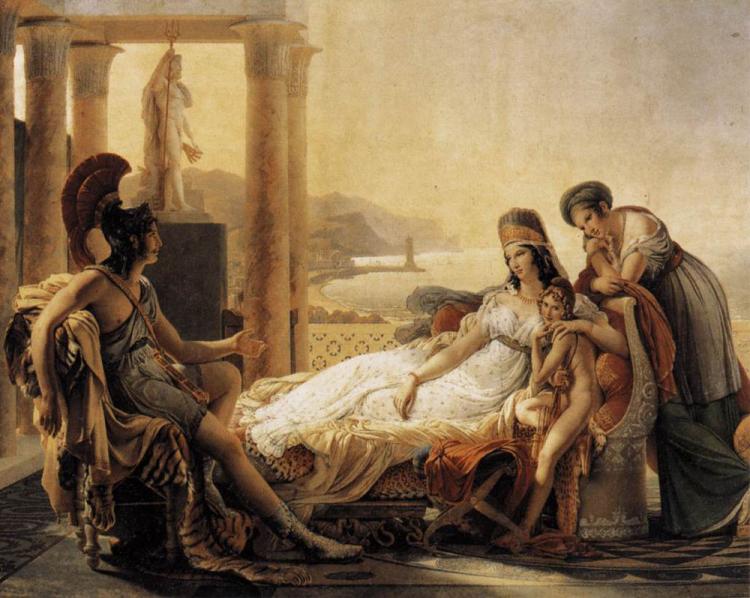 FOUNDER OF PHOENICIA: Queen Dido, a refugee after the sack of Troy, founded Carthage. 'Dido and Aeneas,' Pierre-Narcisse Guerin (1774-1833), oil on canvas, Musee du Louvre (Paris, France).  (Artrenewal.org)