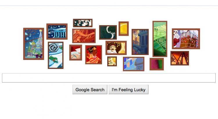 Up on the Housetop and other festive illustrations featured on the Dec. 23 Google Doodle. (Epoch Times Staff)