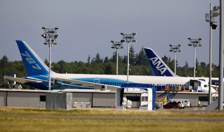 The Boeing 787 Dreamliner sits on the flight line January 9, 2009 at Paine Field in Everett, Washington. Boeing has delayed the 787 indefinitely. (Stephen Brashear/Getty Images)