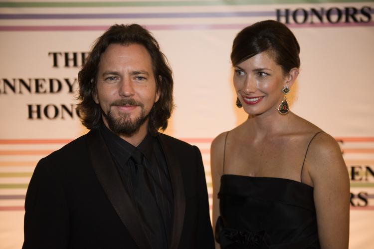 Eddie Vedder married his long-time girlfriend Jill McCormick, who are both pictured above in Washington DC, at a Hawaii ceremony over the weekend. (Nicholas Kamm/AFP/Getty Images)