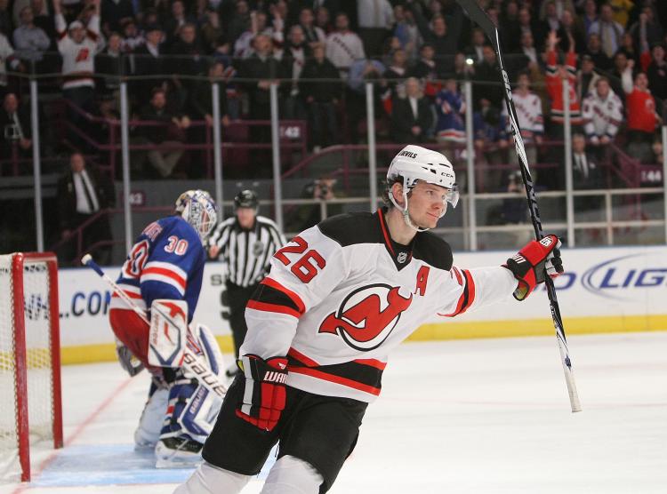 New Jersey's Patrick Elias scored in the fourth round of the shootout to give the Devils a 1â��0 victory over the Rangers. (Nick Laham/Getty Images)