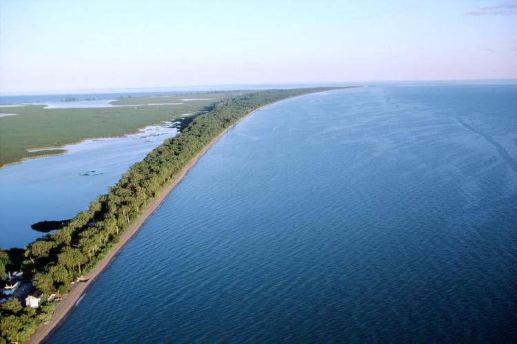 Aerial view of the coastline of Lake Erie, Ontario, Canada. A rapid response team is trying to prevent the Asian carp from entering the Great Lakes where it could cause ecological and economic damage. (photos.com)