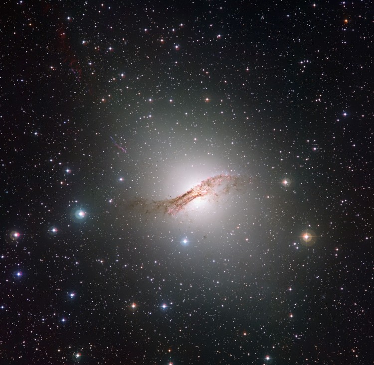 The peculiar galaxy Centaurus A (NGC 5128) is pictured in this image taken with by the Wide Field Imager attached to the MPG/ESO 2.2-metre telescope at the La Silla Observatory in Chile. (ESO)