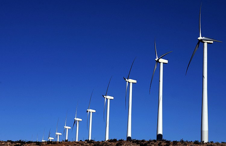 A wind farm is seen Palm Springs, Calif.