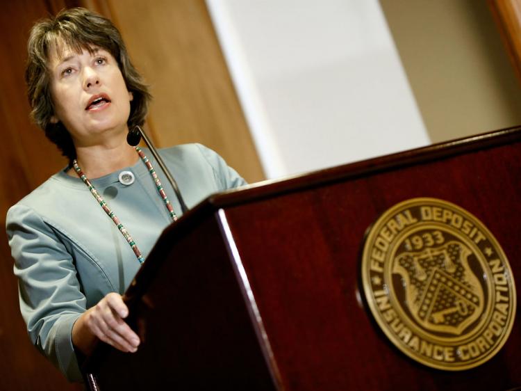 Federal Deposit Insurance Corporation Chairman Sheila Bair announces the bank and thrift industry earnings for the second quarter of 2009 on August 27, 2009 in Washington, DC. (Chip Somodevilla/Getty Images)