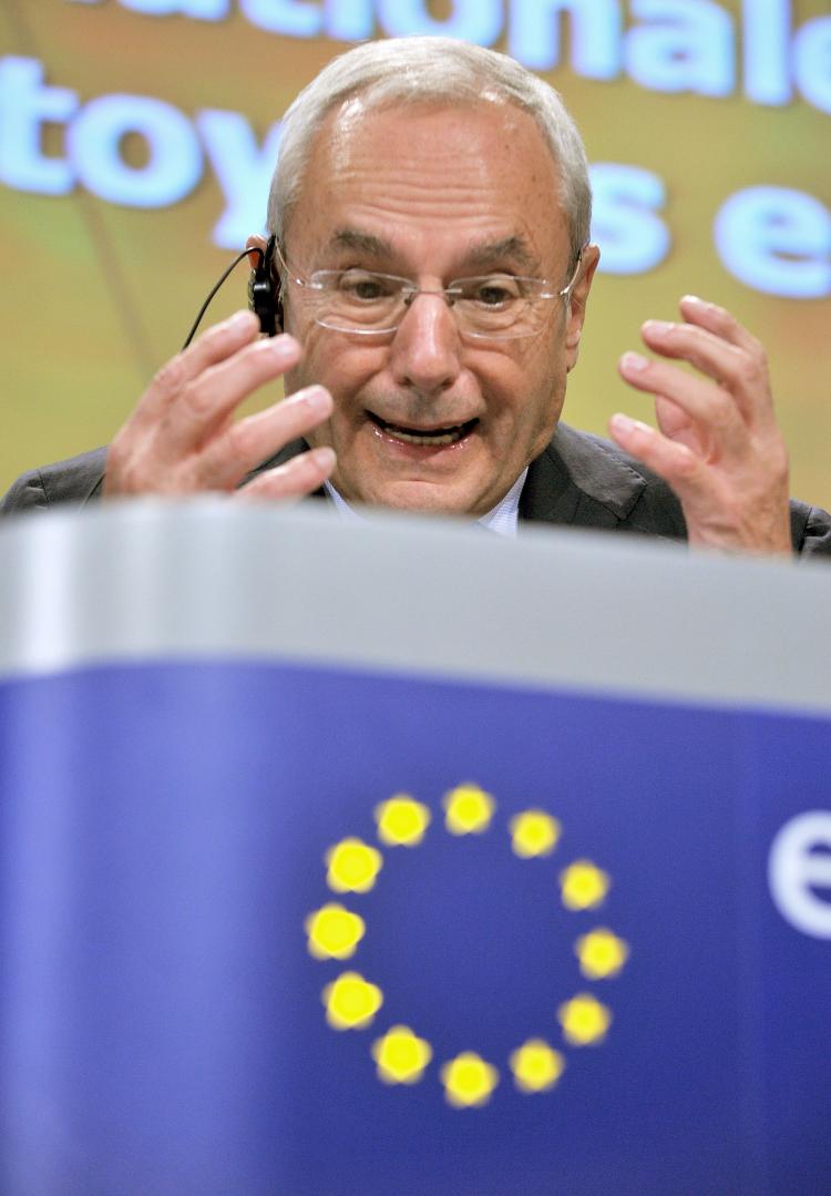 Jacques Barrot, Vice-president of the European Commission, speaks during a press conference in mid-October. He is now advocating standards for how asylum seekers are dealt with across the EU.  (Georges Gobet/AFP Photo)