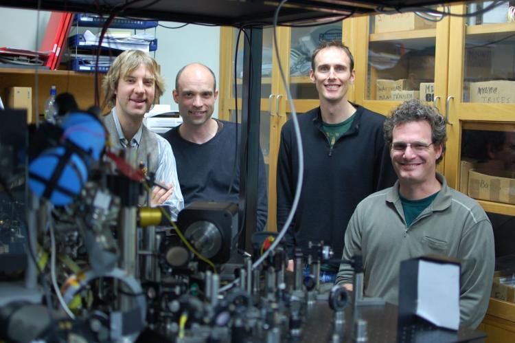 (L-R)Matt McGovern, Dr Mikkel Andersen, Dr Andrew Hilliard and Dr Zahi Grunsweig. (Courtesy of Otago University Dept. of Physics)