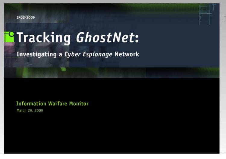 A screenshot of the GhostNet report released by the Information Warfare Monitor group in Canada. (Suman Srinivasan/Epoch Times)
