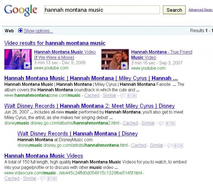 A screenshot of Google's Onebox feature, showing results for a search for a popular music song. Google announced that it was adding music features to OneBox. (Epoch Times Staff)