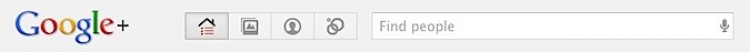 The top of the Google+ user interface. (Screenshot from plus.google.com)