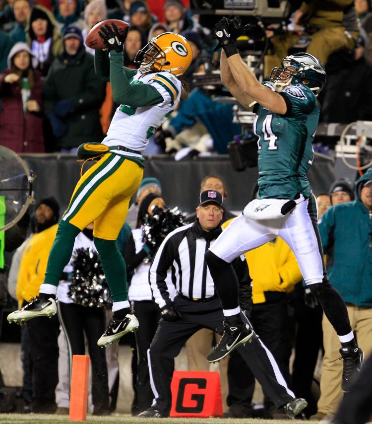 Green Bay Packers cornerback Tramon Williams saved the day for his with his timely interception. (Chris Trotman/Getty Images)