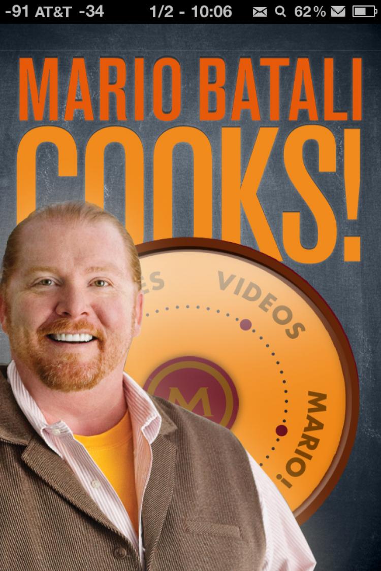 POCKET COOKBOOK: A screenshot of the Mario Batali Cooks! app on the iPhone. (Tan Truong/The Epoch Times)