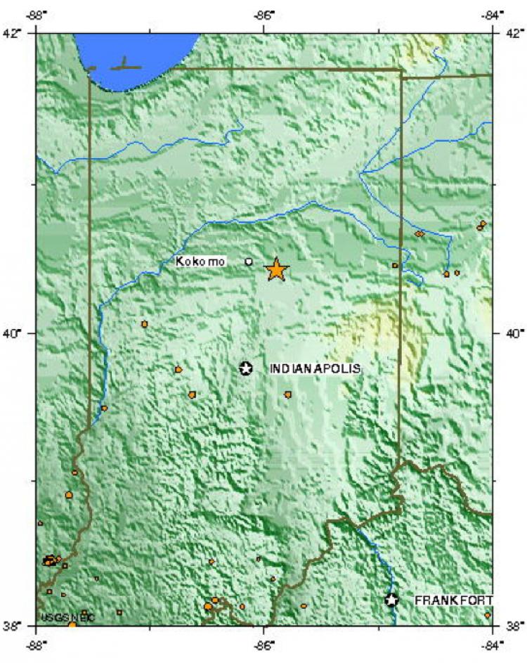 Indiana Earthquake: The magnitude 3.8 earthquake occurred about 50 miles north-northeast of Indianapolis. (U.S. Geological Survey)