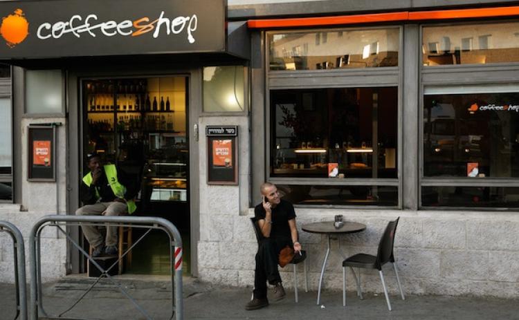 Outside a Jerusalem coffee shop in Israel.   (Gali Tibbon-Pool/Getty Images)