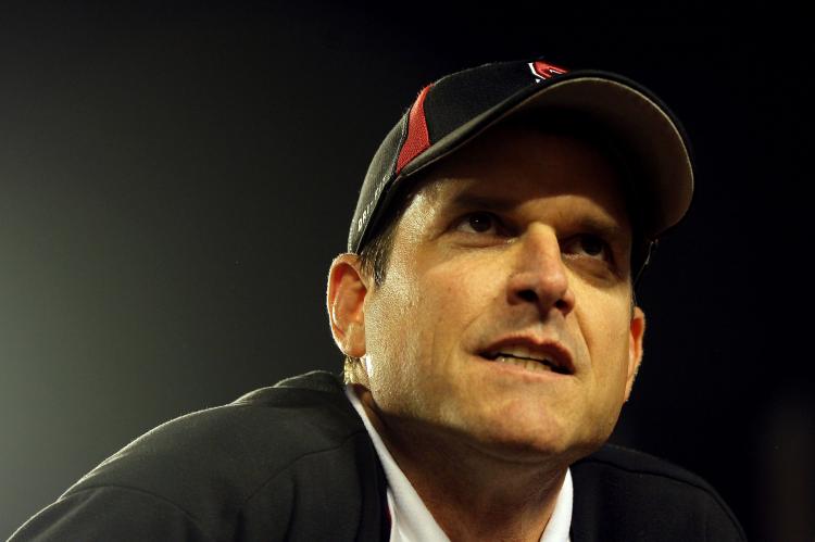 Stanford Cardinal head coach Jim Harbaugh is set to be the San Francisco 49ers' next head coach. (Mike Ehrmann/Getty Images)