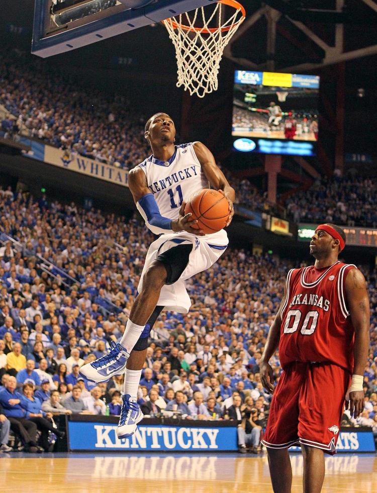 John Wall puts one down against Arkansas. (Andy Lyons/Getty Images)