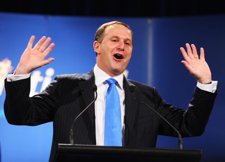 National Party Leader John Key talks to supporters after winning the New Zealand General Election on November 8, 2008. (Phil Walter/Getty Images)