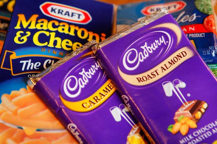 Kraft brand Macaroni & Cheese and Cadbury chocolate are displayed. Kraft Foods, Inc. has offered the British chocolate giant Cadbury $19 billion. (Scott Olson/AFP/Getty Images)