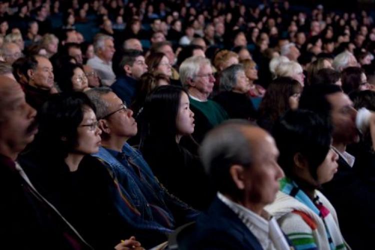 The audience watches Divine Performing Arts at the Pasadena Civic Auditorium. (The Epoch Times)