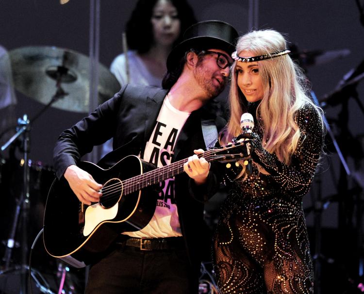 Lady Gaga and Sean Ono Lennon perform onstage at 'We Are Plastic Ono Band' at the Orpheum Theater on October 2, 2010 in Los Angeles, California.   (Kevin Winter/Getty Images)