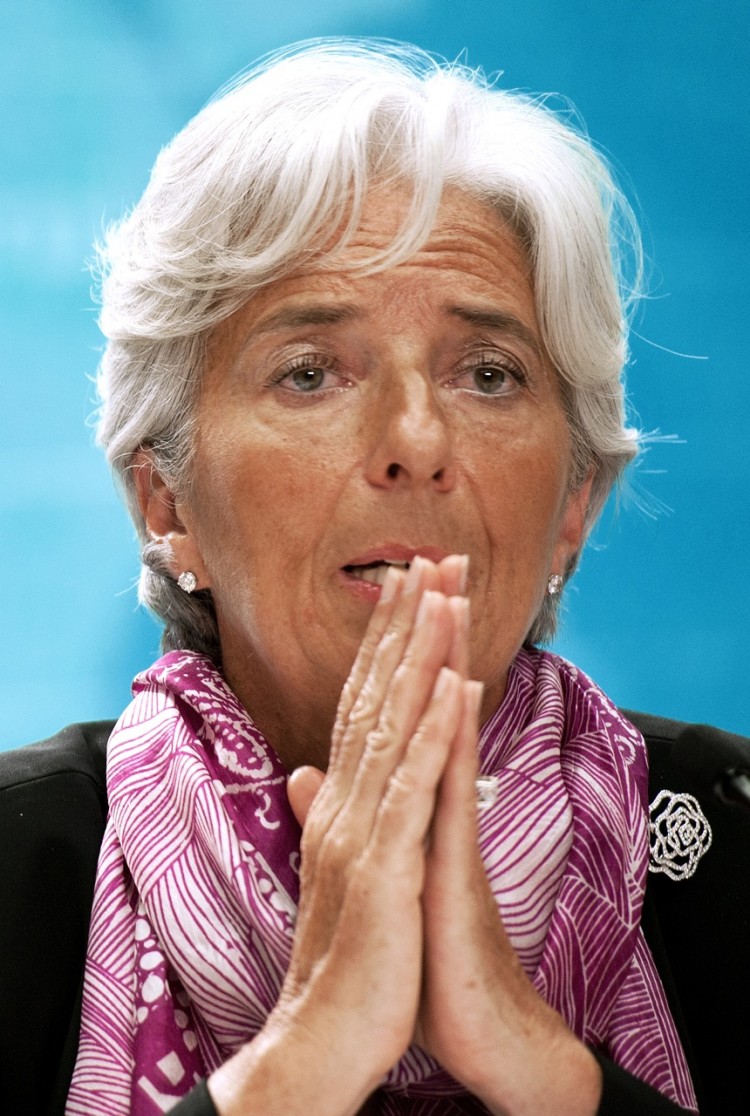 IMF Managing Director Christine Lagarde conducts a press conference in Washington, D.C., in this file photo. Lagarde warned last week, 'Without collective, bold action, there is a real risk that the major economies slip back instead of moving forward.' (Paul J. Richards/AFP/Getty Images)
