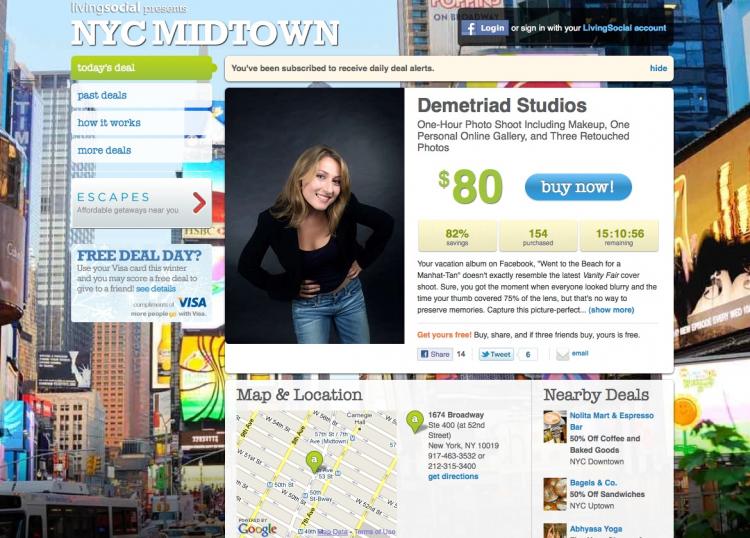 A screen shot of the home page of LivingSocial.com