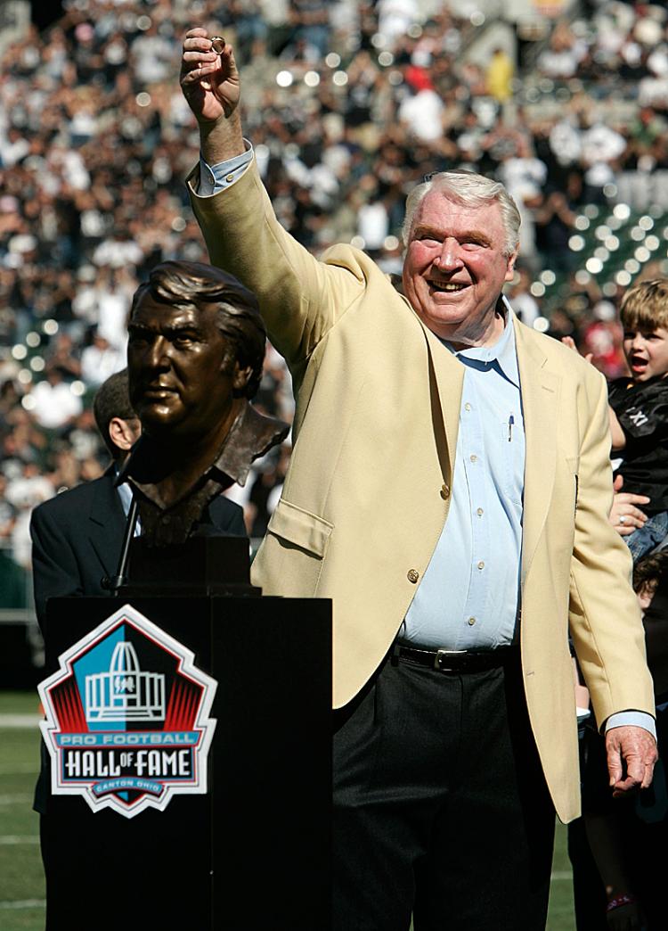 Former head coach of the Oakland Raiders and football analyst John Madden was presented with his Hall of Fame Ring on October 22, 2006 at McAfee Coliseum in Oakland, California. (Jonathan Ferrey/Getty Images)