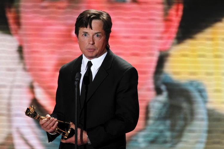 Michael J. Fox receives his international lifetime achievement award during the 46th Golden Camera awards at the Axel Springer Haus on Feb. 5 in Berlin, Germany. (Franziska Krug-Pool/Getty Images)