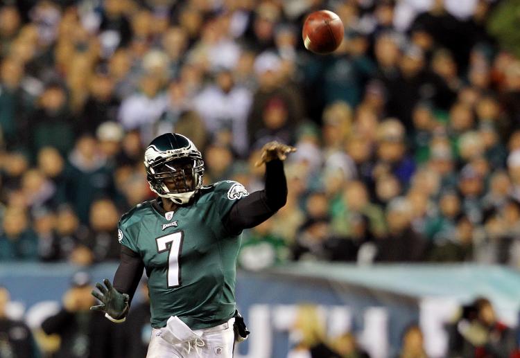 Michael Vick told NBC last week that he felt he 'cheated' the Atlanta Falcons organization. Above, Michael Vick #7 of the Philadelphia Eagles passes against the New York Giants at Lincoln Financial Field on November 21 in Philadelphia. (Michael Heiman/Getty Images)