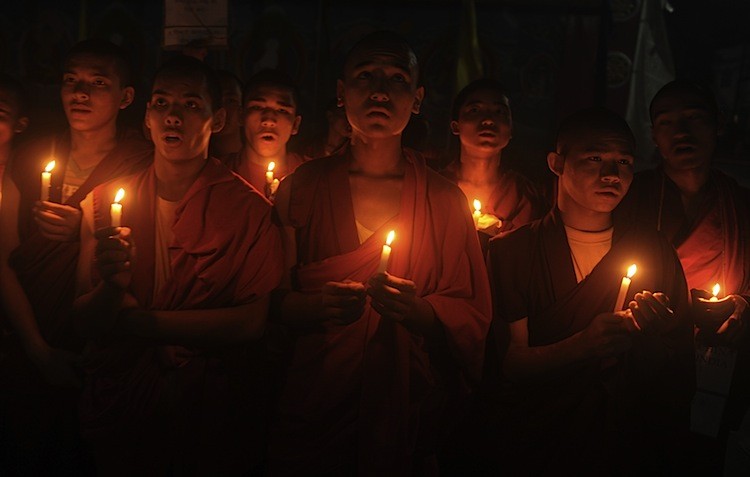 Tibetans living in exile in India launched protests throughout India over Chinese actions in Tibet after a spate of self-immolation's by Buddhist monks and to mark the 50th anniversary of a Chinese attack in India on Oct. 20, 1962. (Diptendu Dutta/AFP/Getty Images)