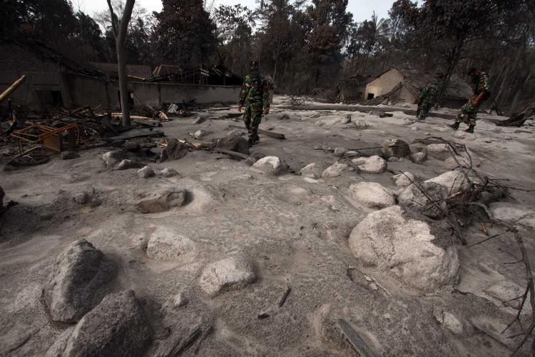 A village near Mount Merapi, Indonesia is destroyed by ash and lava from the Mount Merapi volcano that has erupted repeatedly since Oct. 26. (K Mulis/The Epoch Times)