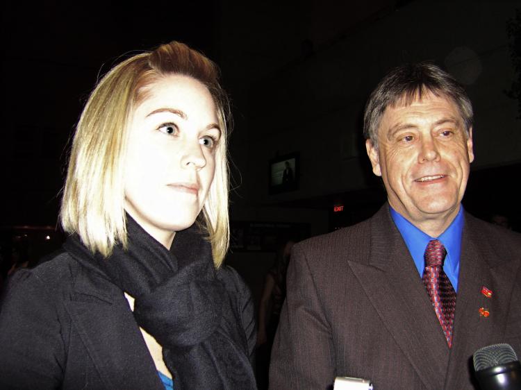 Fashion model, Meredith Miller, stands with her father Ontario MPP Paul Miller.  (The Epoch Times)
