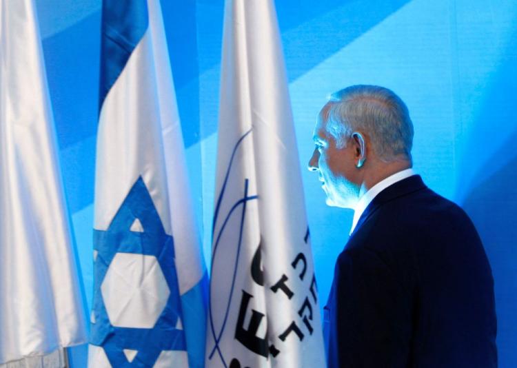 Israel's Prime Minister Benjamin Netanyahu walks on stage before delivering a speech at Bar-Ilan University on June 14, 2009. (Baz Ratner-Pool/Getty Images)