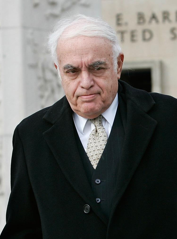 OUT: Columnist Robert Novak leaves a U.S. District Court after he testified for the I. Lewis 'Scooter' Libby trial on February 12, 2007 in Washington, DC. Novak retired yesterday a week after being diagnosed with a brain tumor. (Alex Wong/Getty Images)