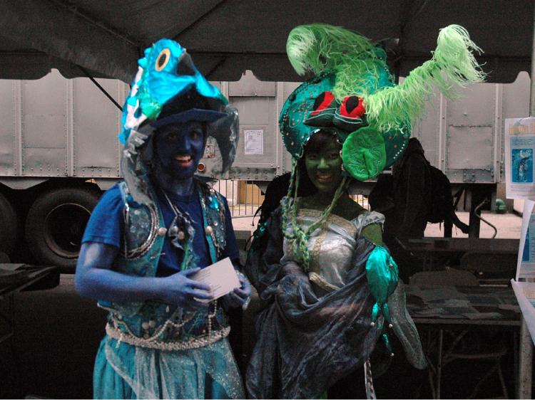 These two beauties were at the NYU Earth Day celebration promoting the upcoming Hudson River Pageant that will support artists, musicians, costume makers, poets, puppeteers, and dancers.  (Jonathan Weeks/Epoch Times)