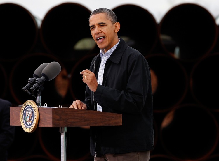 US President Barack Obama speaks during the the Export-Import Bank?s Annual Conference in Washington, DC, on March 11, 2010. Obama detailed the National Export Initiative, with the goal of doubling US exports over the next five years to keep the country competitive and create an estimated two million jobs. (Saul Loeb/AFP/Getty Images)