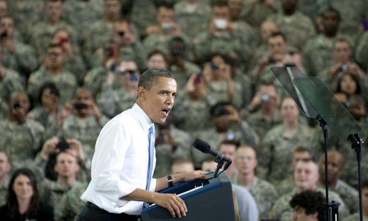 Barack Obama addresses troops at Fort Campbell, Kentucky on May 6 after he met and decorated the 'full assault force' behind the clandestine raid that killed Osama bin Laden. (Jim Watson/AFP/Getty Images)
