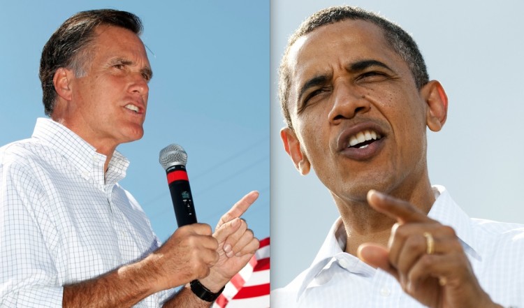 CLOSE IN POLLS: A recent Gallup poll shows GOP candidate Mitt Romney (L) with a slight lead over President Barack Obama in a recent poll. (George Frey & Jim Watson/Getty Images)