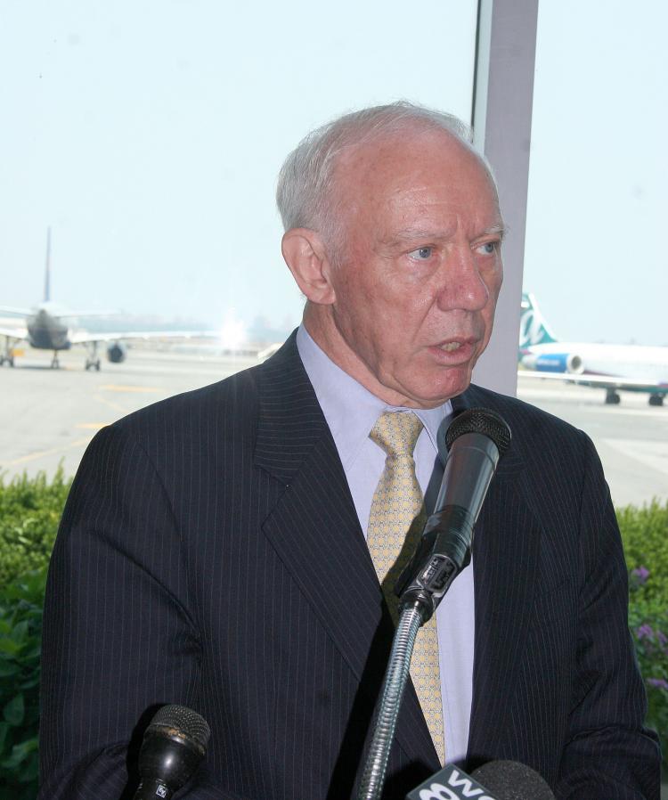 Congressman James Oberstar speaks at LaGuardia Airport on Monday. He was joined by Congressman Joseph Crowley (D-NY) to discuss possible improvements to the 60-year-old airport with funds from a new bill.