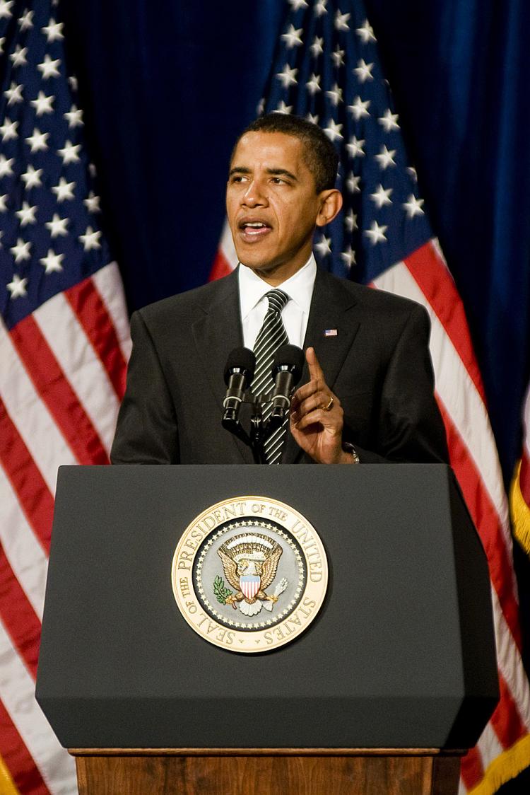 President Barack Obama speaks to a crowd in Mesa, Arizona about his $75 billion mortgage relief plan on February 18, 2009.    (Michal Czerwonka/Getty Images)