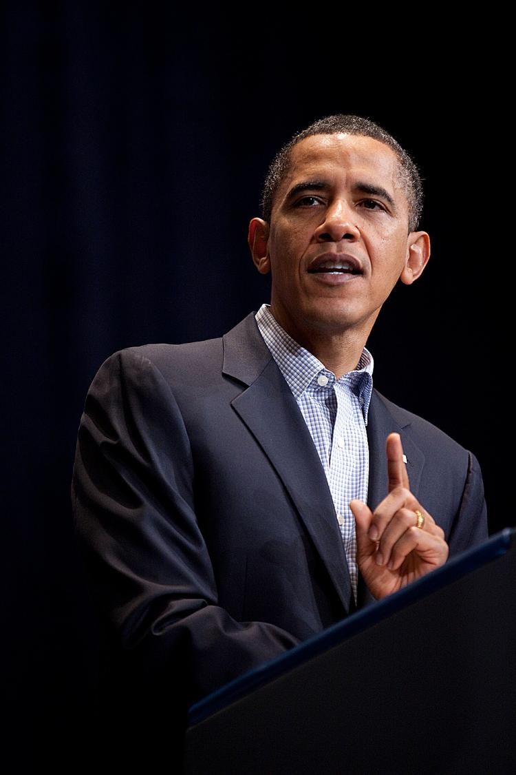 President Barack Obama delivers remarks at the Democratic National Committee winter meeting on February 6, 2010 in Washington, DC. (Brendan Hoffman/Getty Images)