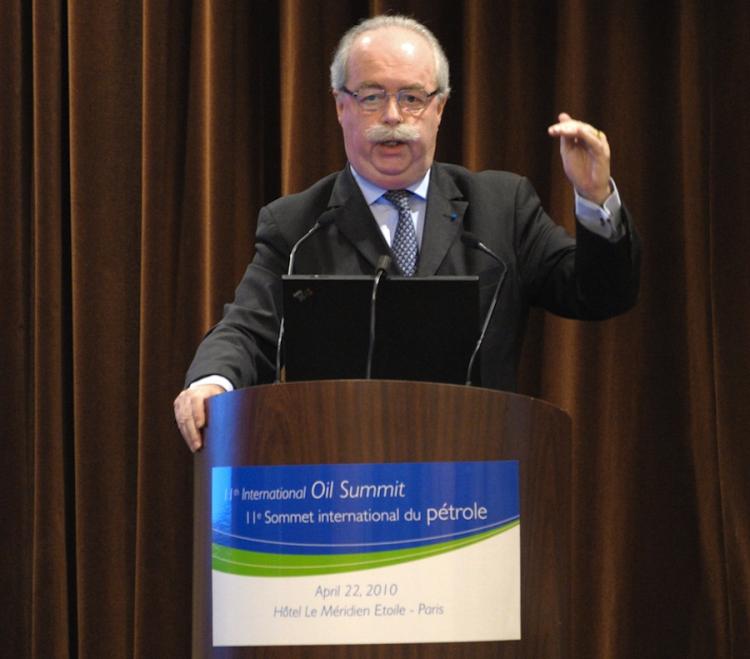 French oil giant Total chief executive Christophe de Margerie. Total, following the latest economic sanctions by the US against Iran, said they will stop trade with Iran.   (Eric Piermont/Getty Images)